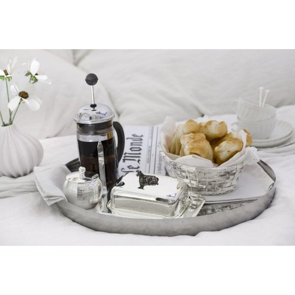 Corbeille à pain ovale argenté elegance