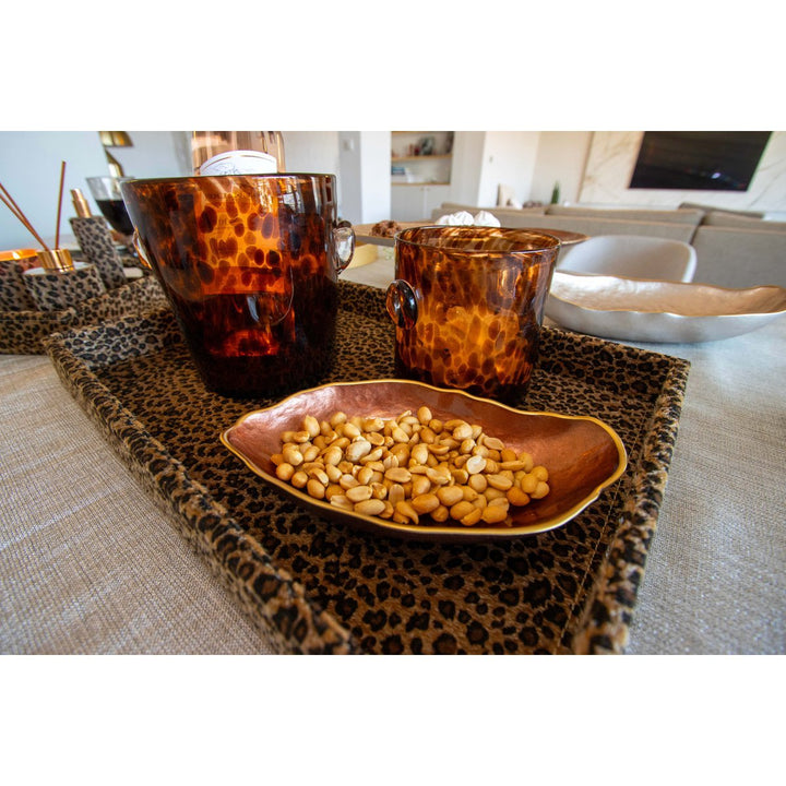 Coupelle ovale brun bord doré pour les fetes