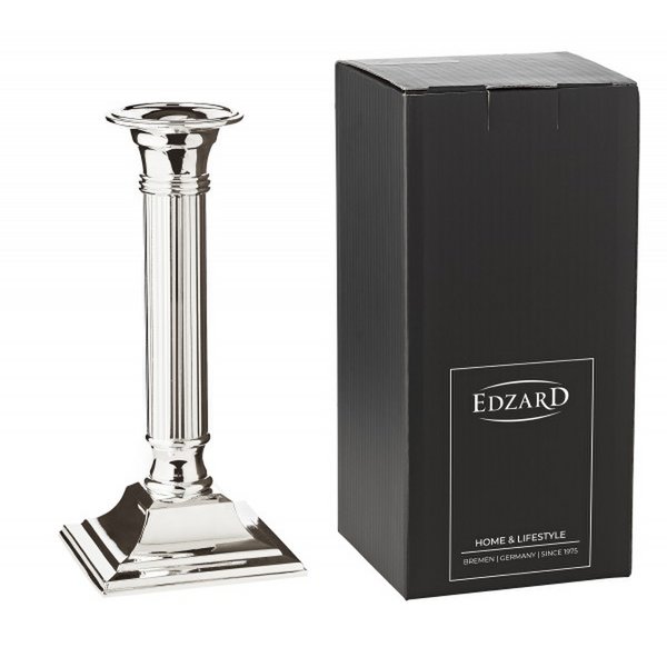 EDZARD Lincoln H19 cm  Bougeoir argente  tige cannelée A  Anti-Ternissement