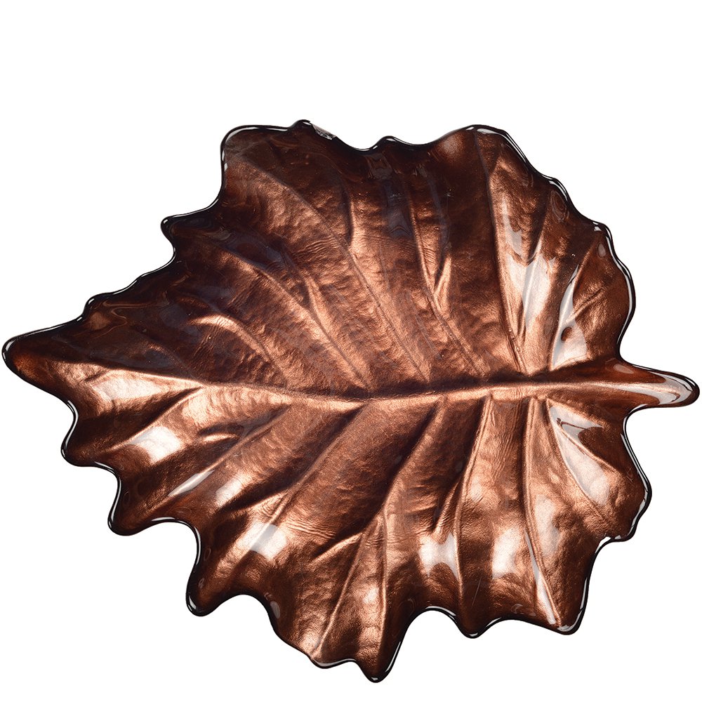 Grande Assiette en forme Feuille Brune
