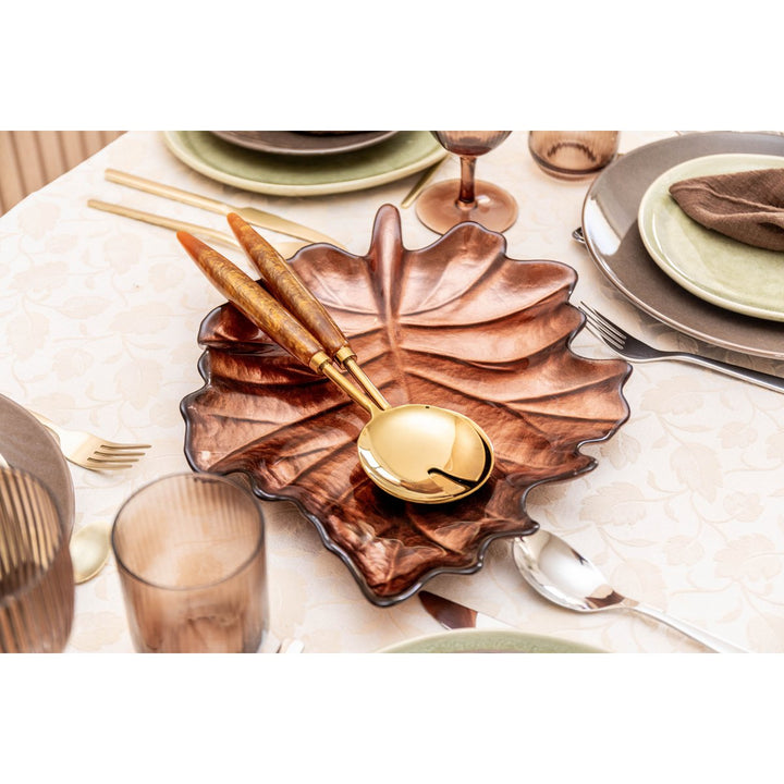 Grande Assiette en forme Feuille Brunefete de noel