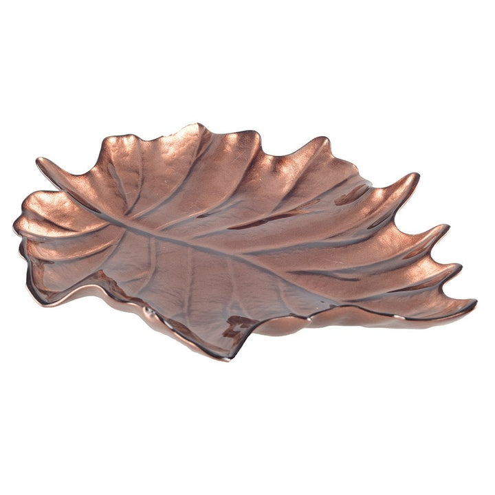 Grande Assiette en forme Feuille Brune deco noel