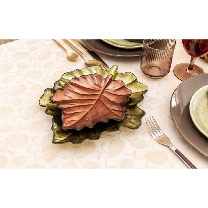 Grande plat en forme Feuille Verte