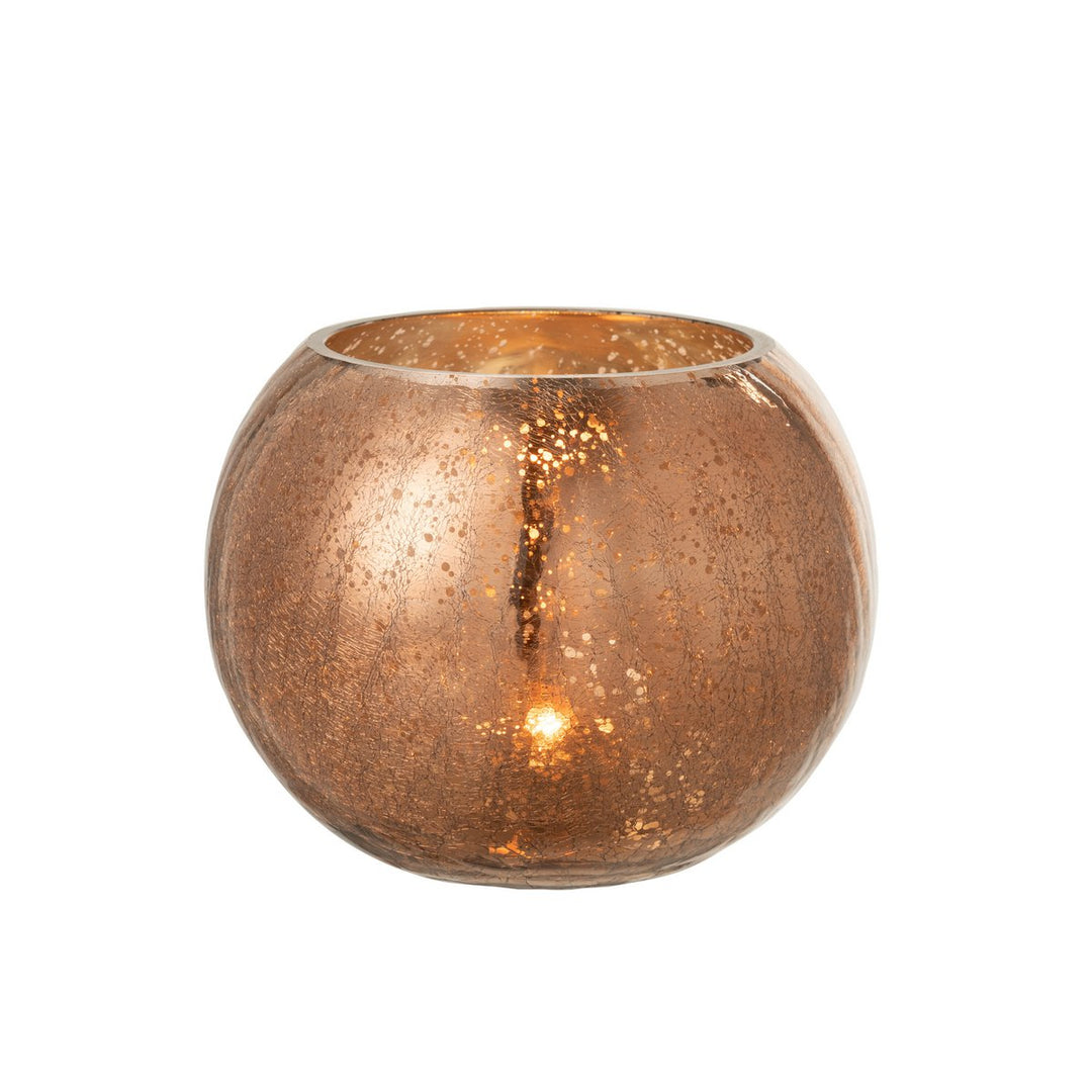 J-Line Photophore Boule Craquele Verre Effet Nacre Marron Large 1