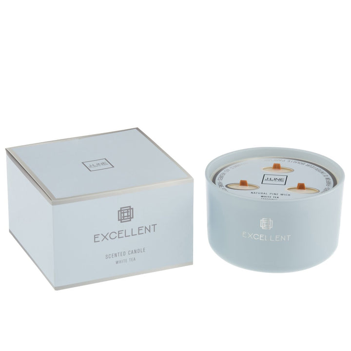 J-Line geurkaars Excellent - glas - lichtblauw – large - 40U