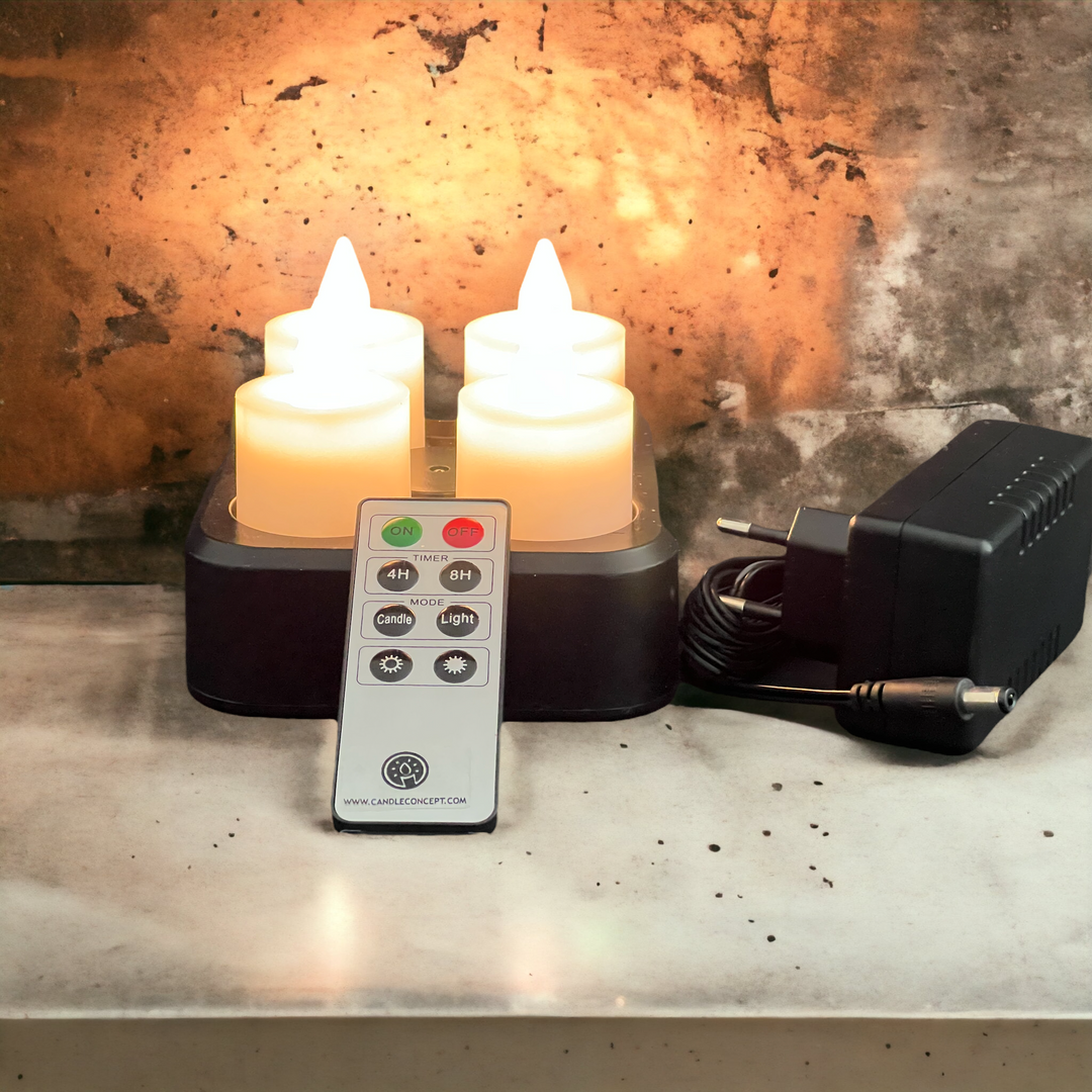 Lot 4 Bougies LED rechargeables avec télécommande