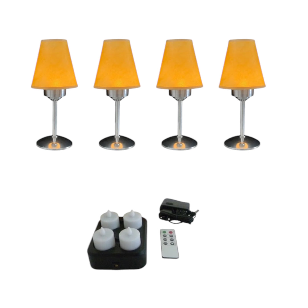 LAMPES SANS FIL AVEC BOUGIES LED ET ABAT JOIUR JANUNE