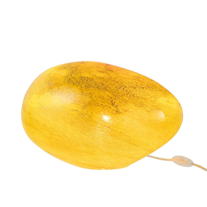 LAMPE EN VERRE FORME ROCHER JAUNE
