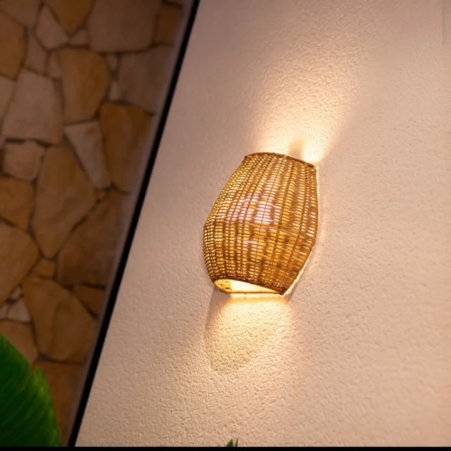 SANTORINI  | Applique Murale Sans Fil en Rotin | Rechargeable  avec Télécommande