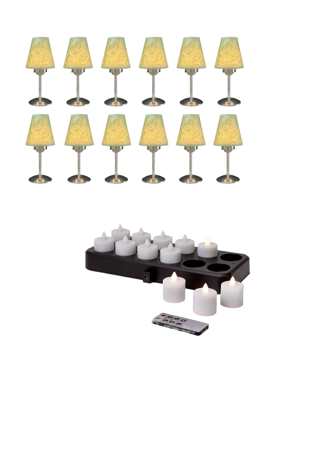 LED RECHARGEABLE CANDLE TABLE LAMP WITH LAMPSHADES