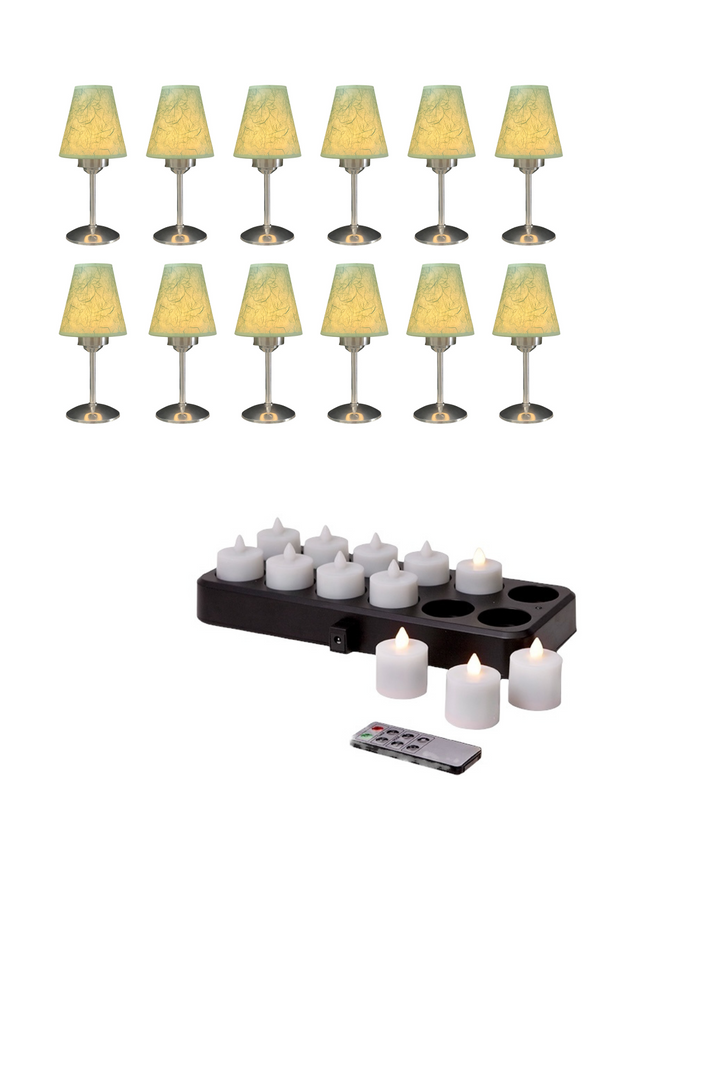 LED RECHARGEABLE CANDLE TABLE LAMP WITH LAMPSHADES