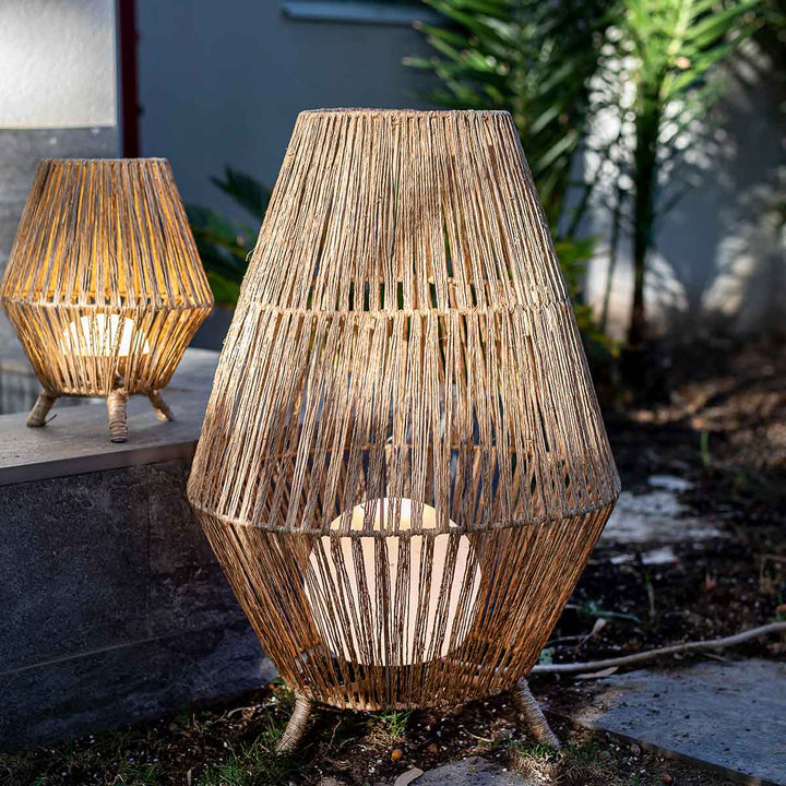 SISINE | Lampe 70 cm Sans Fil en Raphia | Rechargeable avec Télécommande