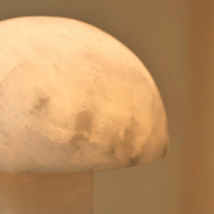 Lampe Champignon en Albâtre naturel avec abat jour