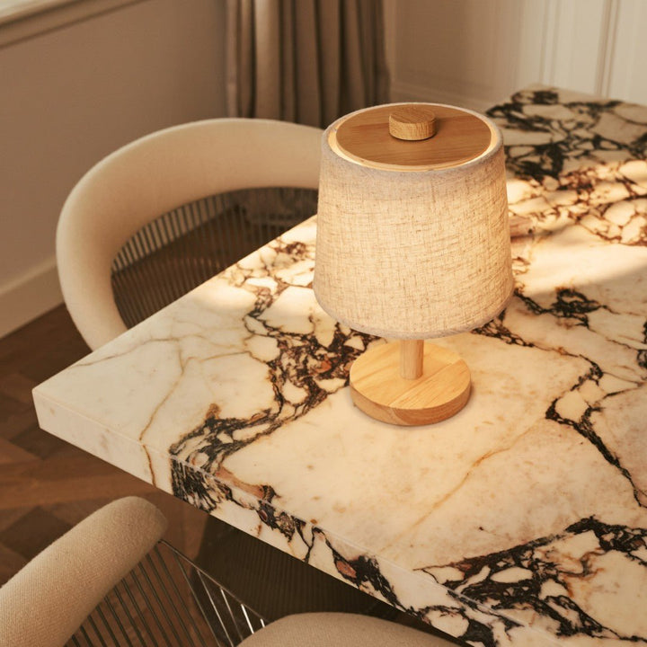 Lampe de Table en Bois Clair  Abat-jour Coton Rechargeable  Dimmable  6