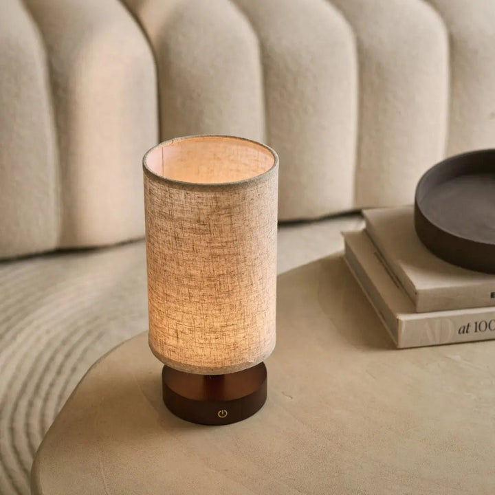 Lampe de table en bois brun foncé - rechargeable