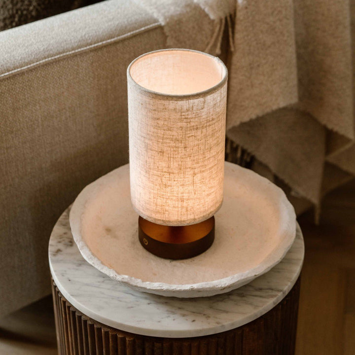 Lampe de table en bois brun foncé - rechargeable 2