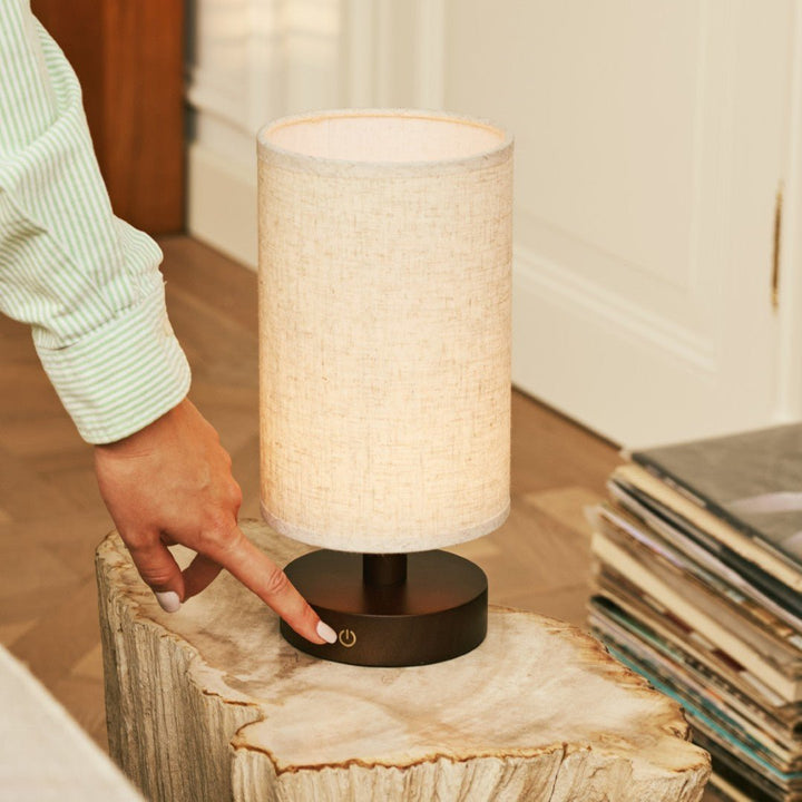 Lampe de table en bois brun foncé - rechargeable 4