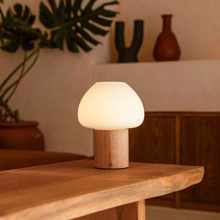 Lampe de Table  Bois Clair, Rechargeable et Dimmable