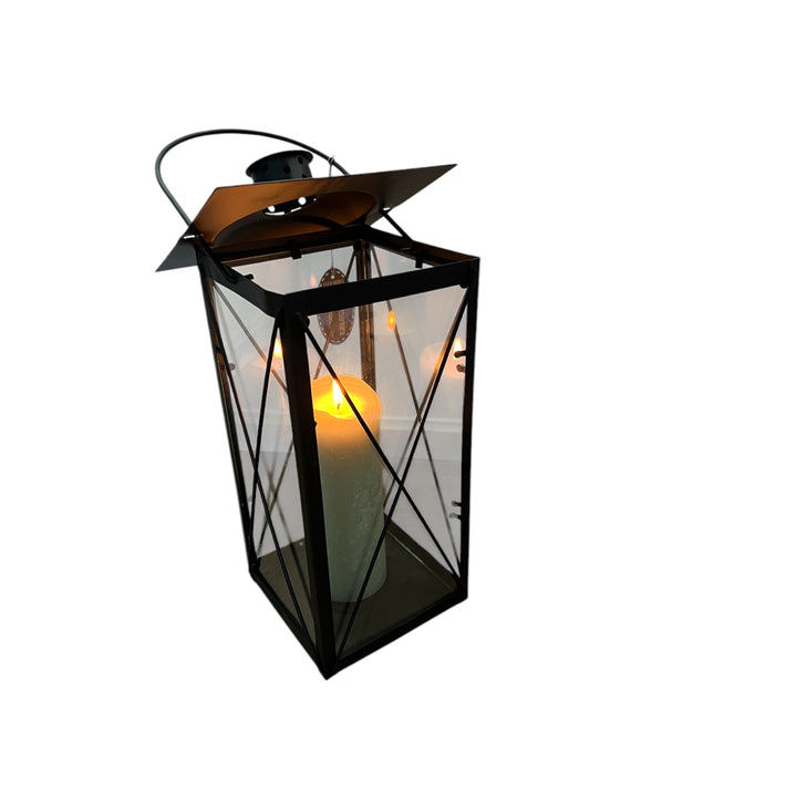 Lanternes noir en fer avec couvercle