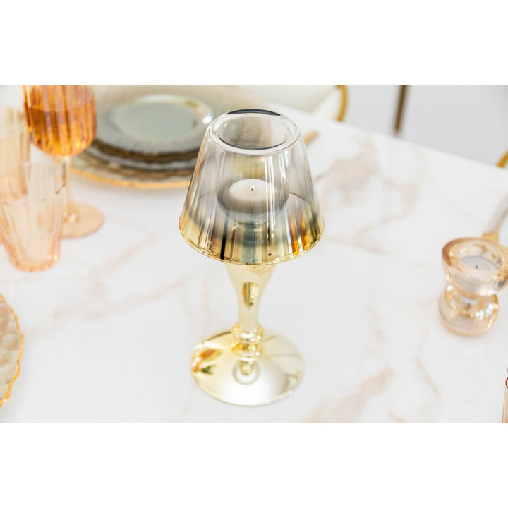 PHOTOPHORE CHAUFFE PLAT  EN VERRE DORE