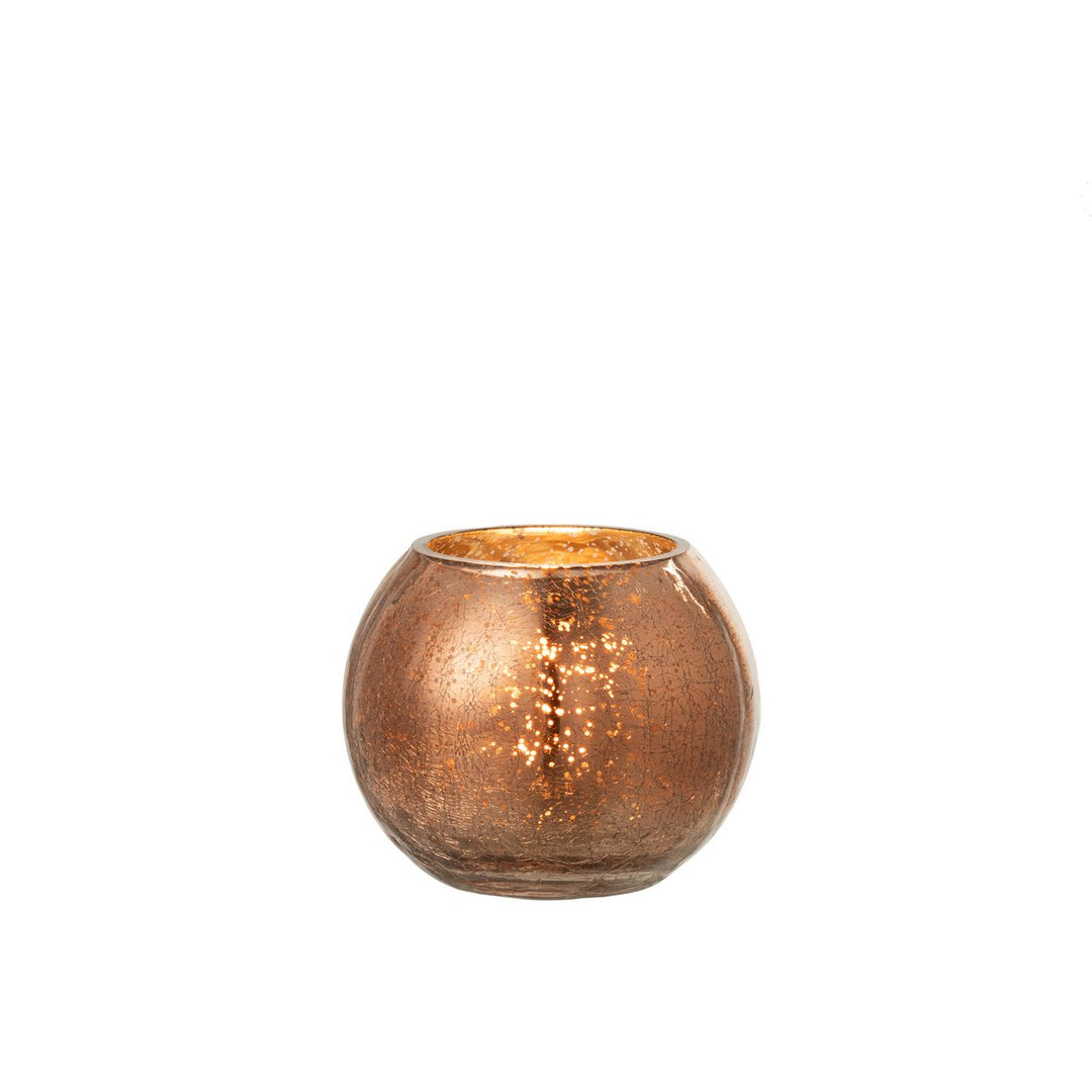 Photophore Boule Craquele Verre Effet Nacre Marron