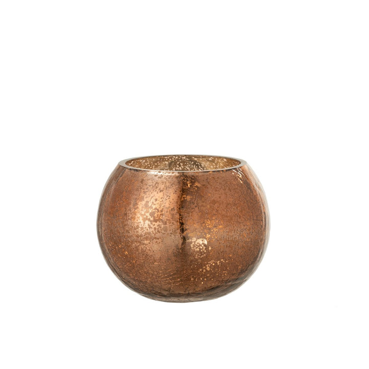 J-Line Ronde Kaarshouder - Craquelé Parelglas Bruin H12