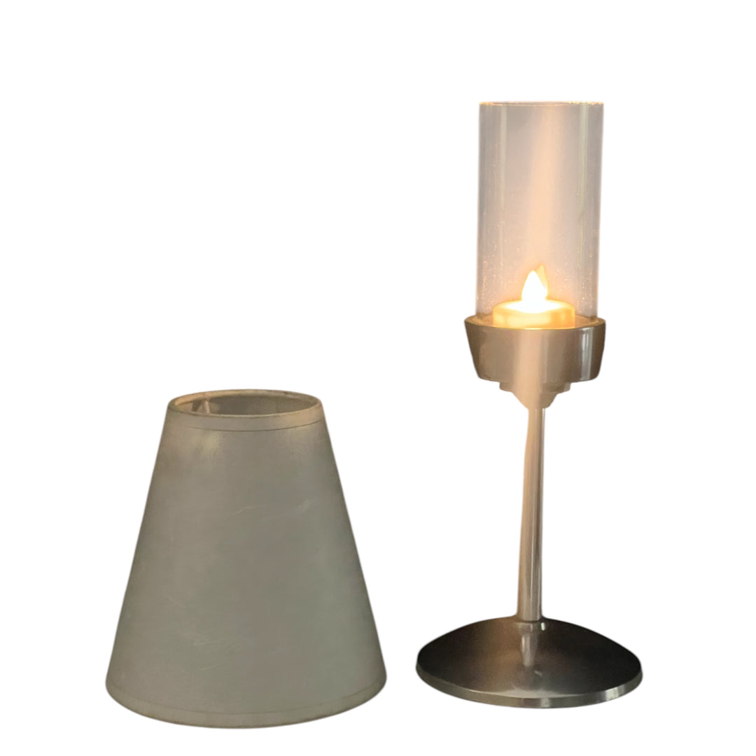 SET DE 4 BOUGIES  CHAUFFE PLAT LED RECHARGEABLES AVEC 4 LAMPES AVEC ABAT JOUR