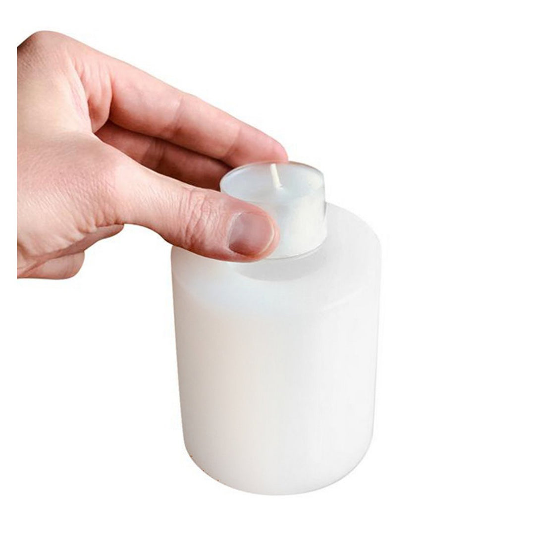 Set de 2 bougies permanentes Cornelius Pine (hauteur 5/7 cm, Ø 7 cm), blanches, photophores résistants à la chaleur jusqu’à 90