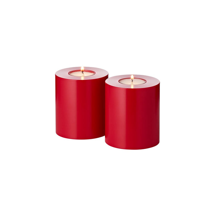 Set de 2 photophores Cornelius (hauteur 9 cm, Ø 8 cm), rouges, résistants à la chaleur jusqu’à 90 °C