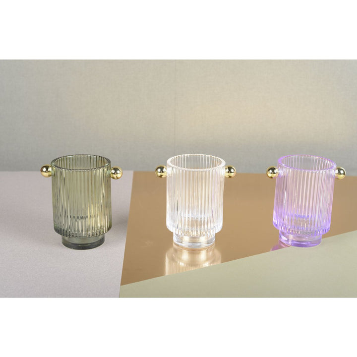 Set de 3 Bougeoirs en Verre de 3 Coloris