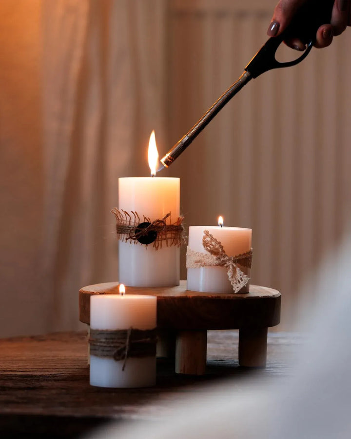 Set de 3 bougies permanentes Cornelius (hauteur 6/8/10 cm, Ø 6 cm), blanches,