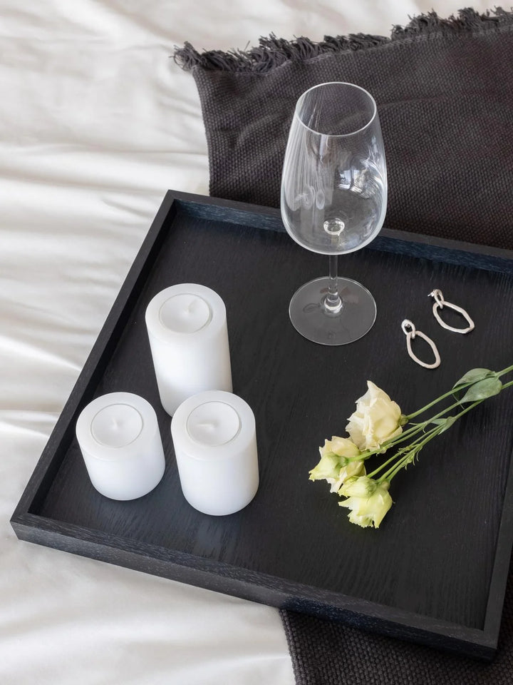 Set de 3 bougies permanentes Cornelius (hauteur 6/8/10 cm, Ø 6 cm), blanches, photophores résistants à la chaleur jusqu’à 90 °d