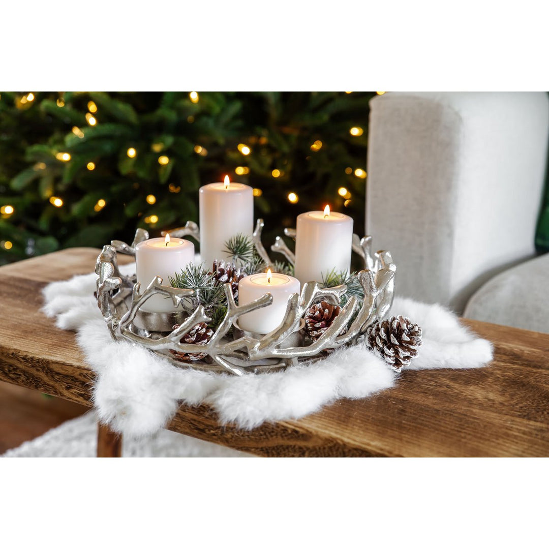 Set de 4 bougies permanentes Cornelius Pine (hauteurs 6/8/10/12 cm, Ø 6 cm), blanches, photophores