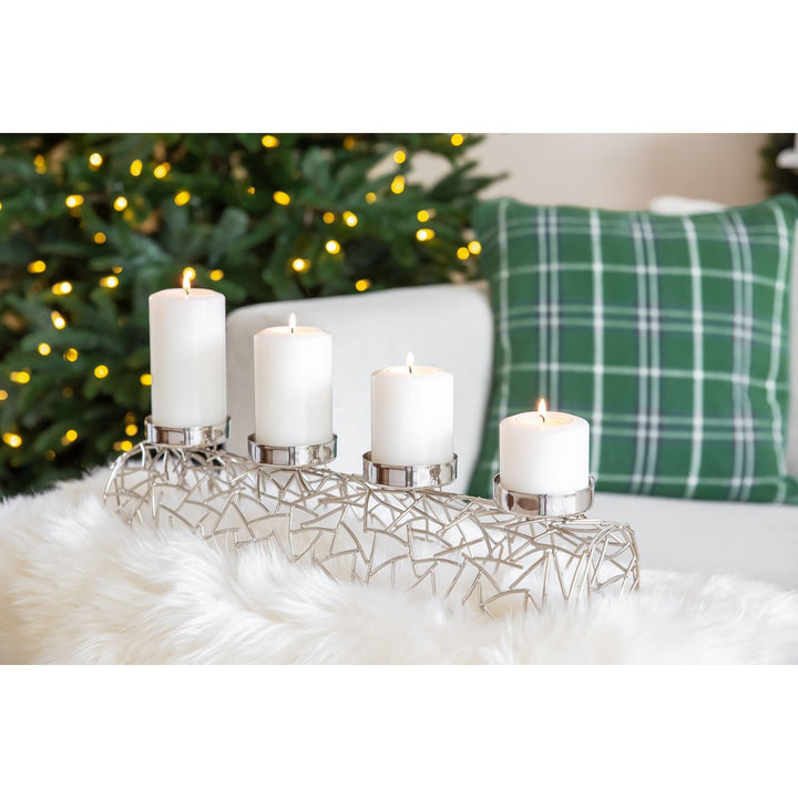 Set de 4 bougies permanentes Cornelius Pine (hauteurs 6/8/10/12 cm, Ø 6 cm), blanches, photophores résistant à la chaleur