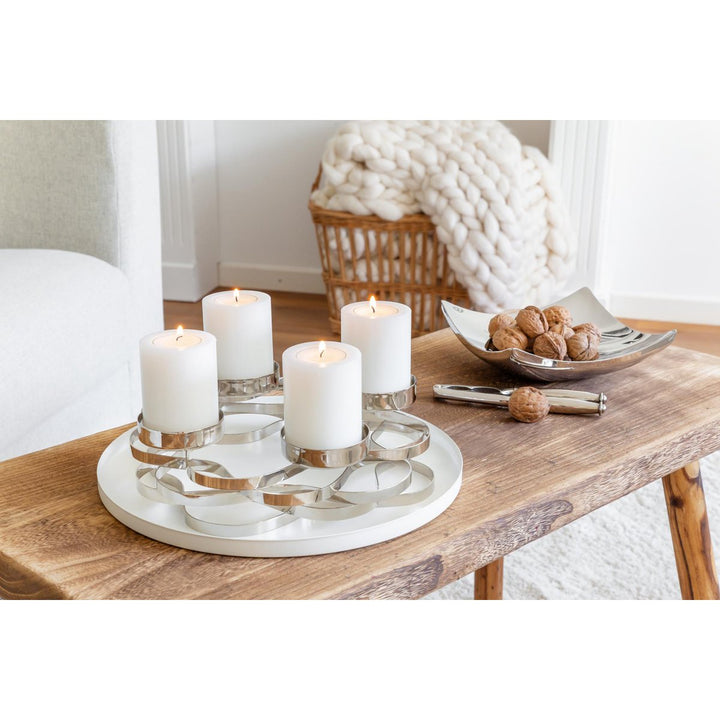 Set de 4 bougies permanentes Cornelius (hauteur 8 cm, Ø 6 cm), blanches, photophores résistants à la chaleur chauffe plat