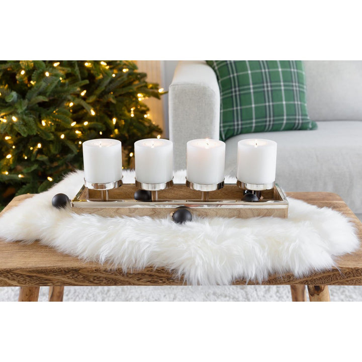 Set de 4 bougies permanentes Cornelius (hauteur 8 cm, Ø 6 cm), blanches, photophores résistants à la chaleur jusqu’à 90 °d