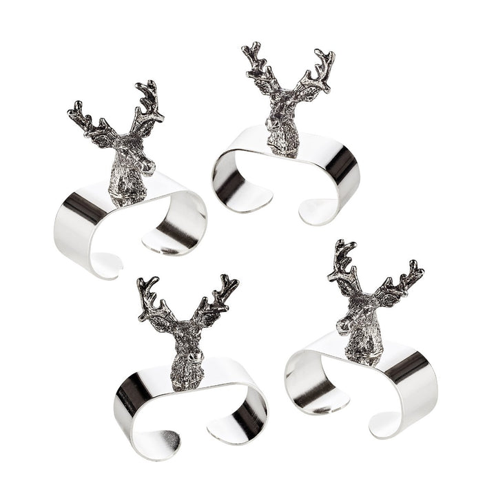 Set de 4 ronds de serviette “Cerf” Plaqués argent