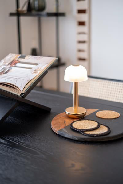 HUMBLE TWO  GOLD | ABATJOUR VERRE DEPOLI | LAMPE LED RECHARGEABLE