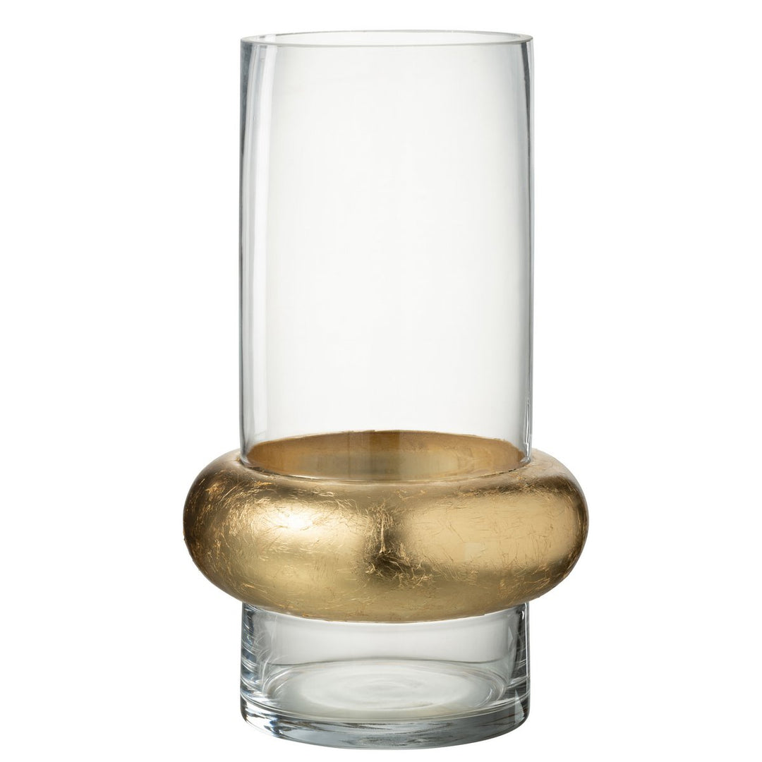 Vase Cylindrique Bague  or Verre Transparent