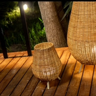 lampe rotin sans fil rechargeable pour extérieur