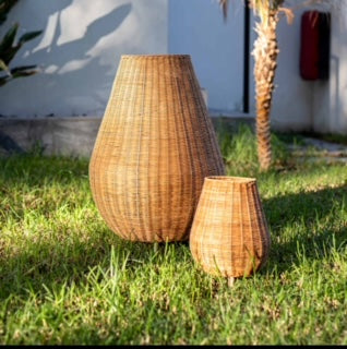 lampe en rotin sans fil rechargeable 30 cm ou 70 cm pour exyrérieur