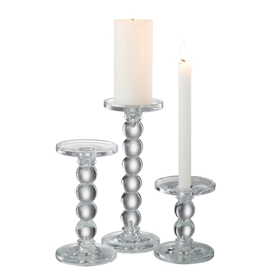 bougeoir en verre transparent