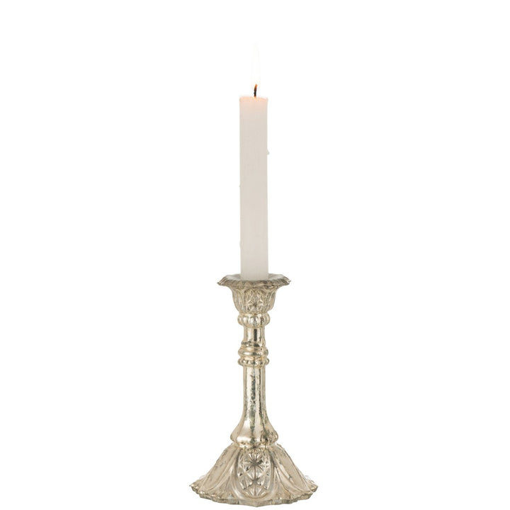 bougeoir oriental  en verre argente