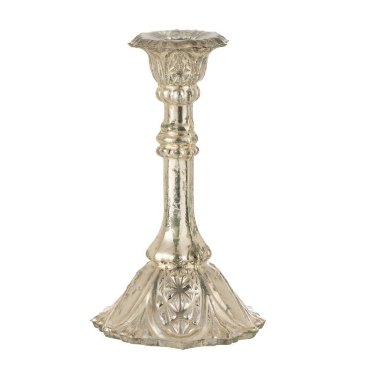 bougeoir verre argente