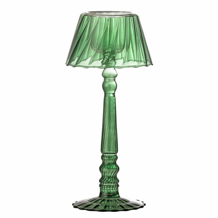bougeoir verre vert foncé