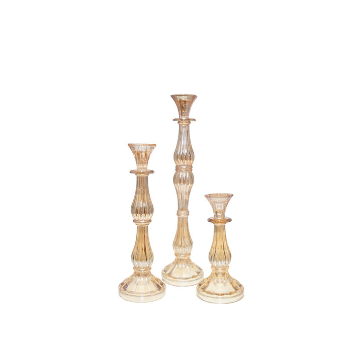 bougeoirs en verre ambre pour vos soirees