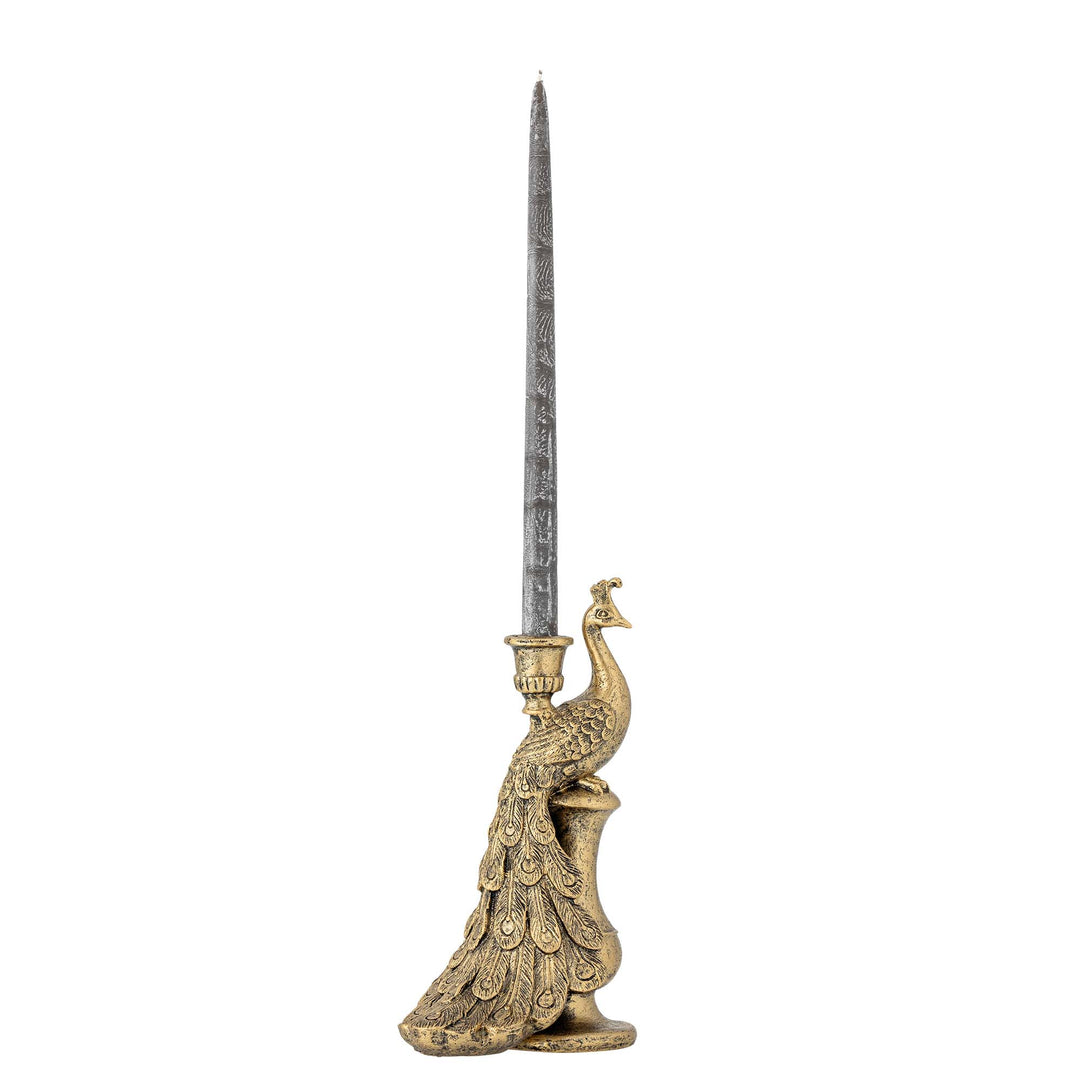 bougeoirs  paon polyrésine Or