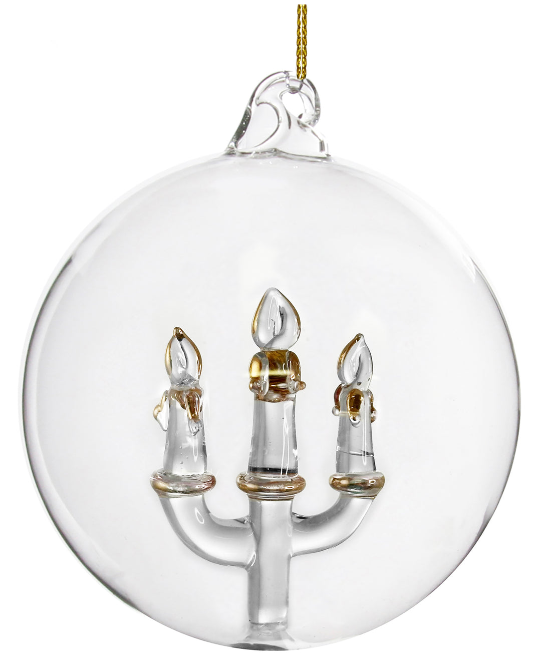 BOULE EN VERRE CHANDELIER DORE A INTERIEUR