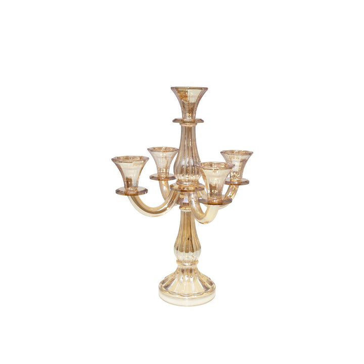 chandelier 5 bras en verre ambre