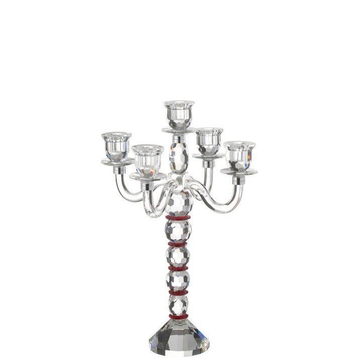 chandelier en  cristal  transparent et rouge